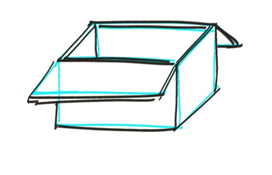 Drawing a cardboard box  How to draw anything, Basic drawing