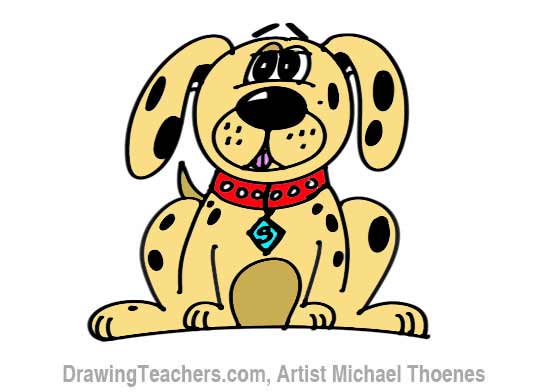 How To Draw A Cartoon Dog Sitting