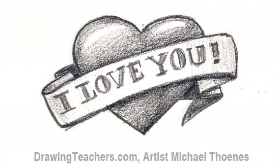 i love you heart sketch