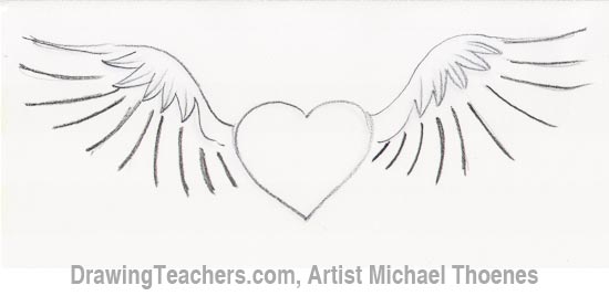 cute drawings of hearts with wings