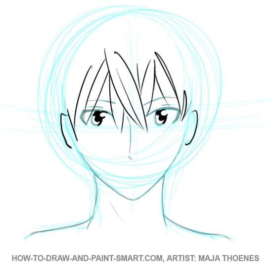 how to draw an anime boy face step by step