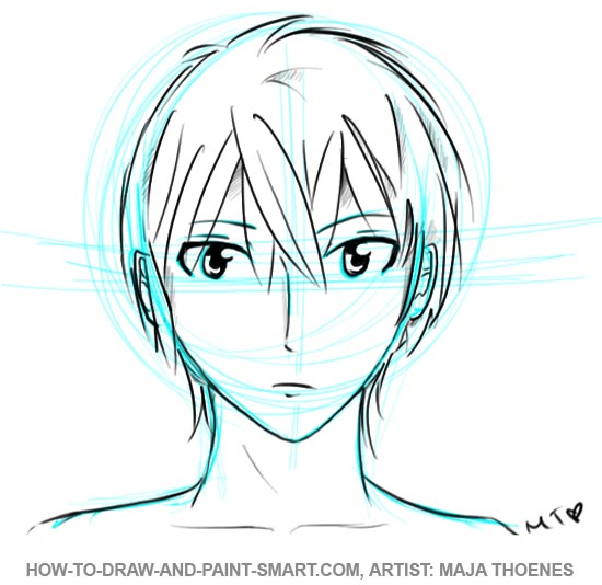 how to draw a anime face step by step