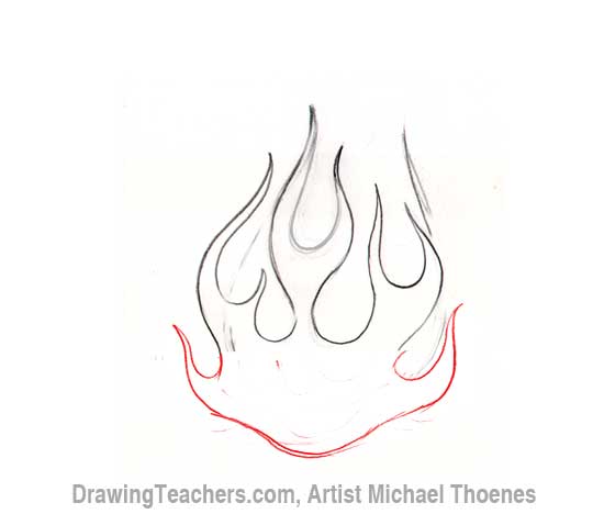easy heart drawings on fire