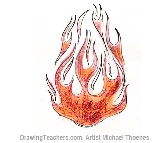 realistic fire drawing color