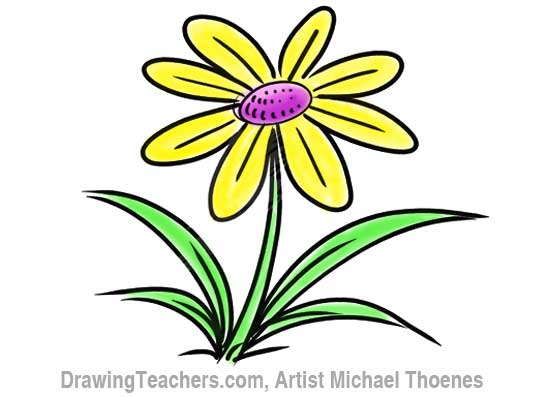 How to Draw a Cartoon Flower 9