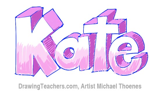 How to Draw 3D Letters Kate