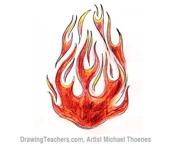 how to draw fire step by step easy