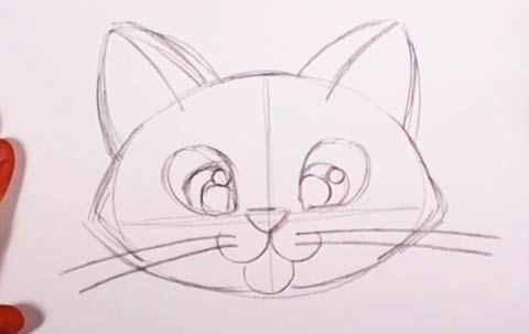 cute kitten head draw