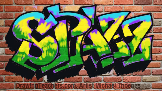 cool graffiti drawings in color